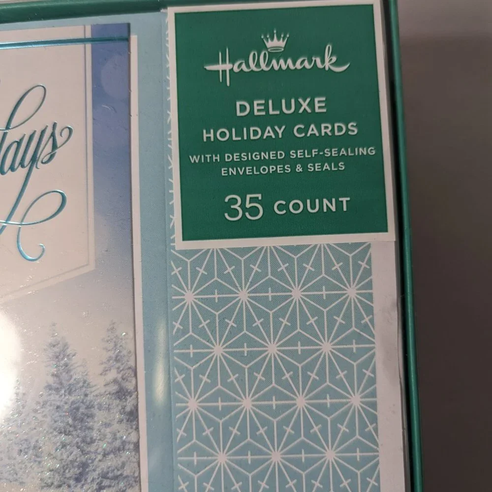 NEW- Hallmark Deluxe Holiday Cards - 35 Count - Snowy River Scene Christmas - Picture 2 of 4